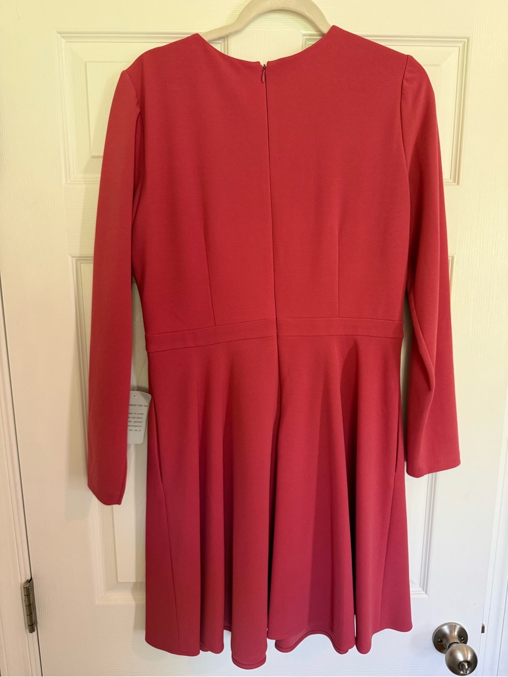 Gal Meets Glam Classic Long-Sleeve Fit & Flare Dress in Coral - Picture 5 of 6